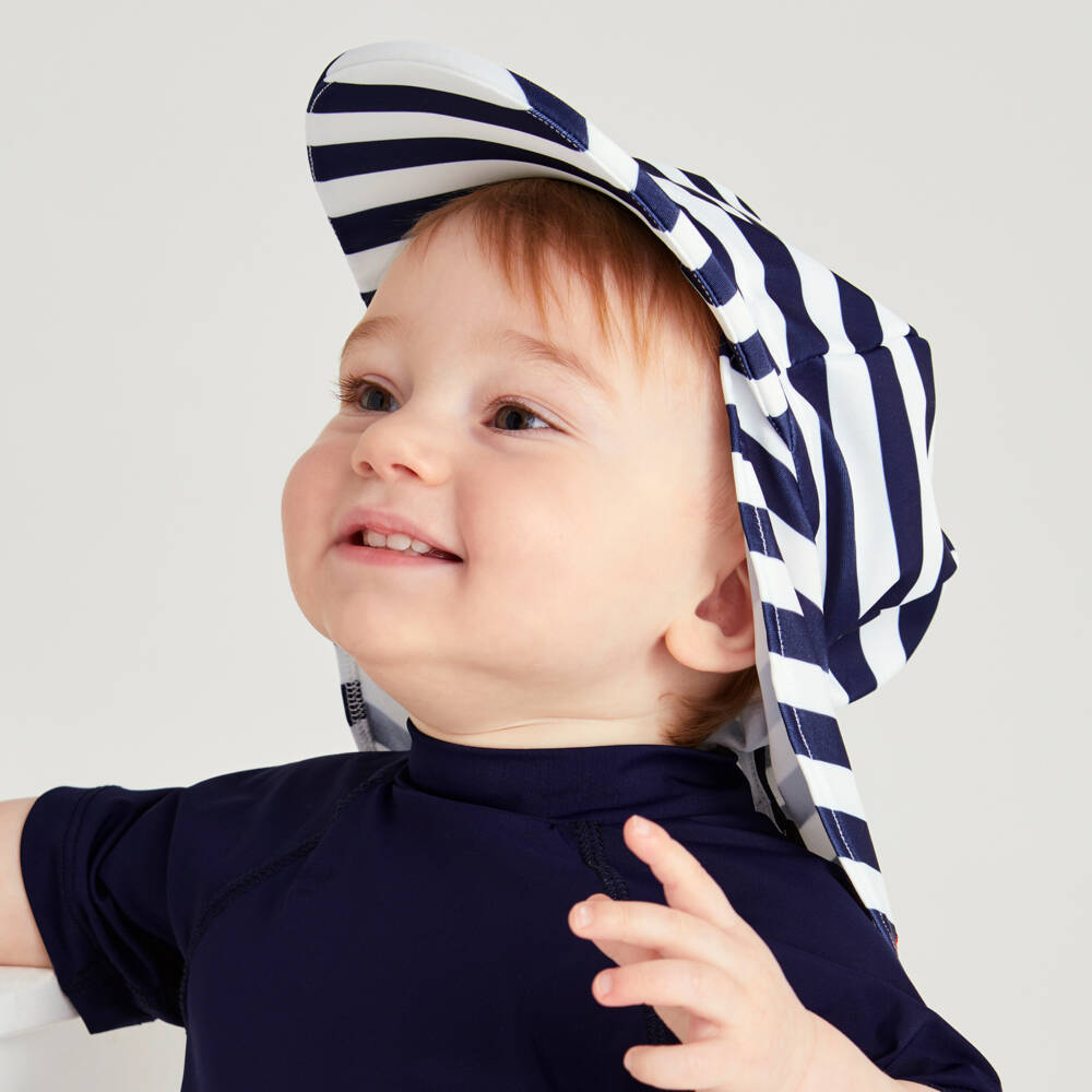 Mitty James-Navy Blue Striped Legionnaire's Hat (UPF 50+) | Childrensalon Outlet