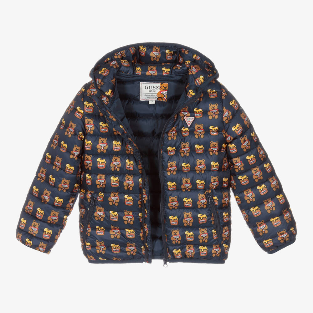 Guess-Navy Blue Teddy Bear Puffer Jacket | Childrensalon Outlet