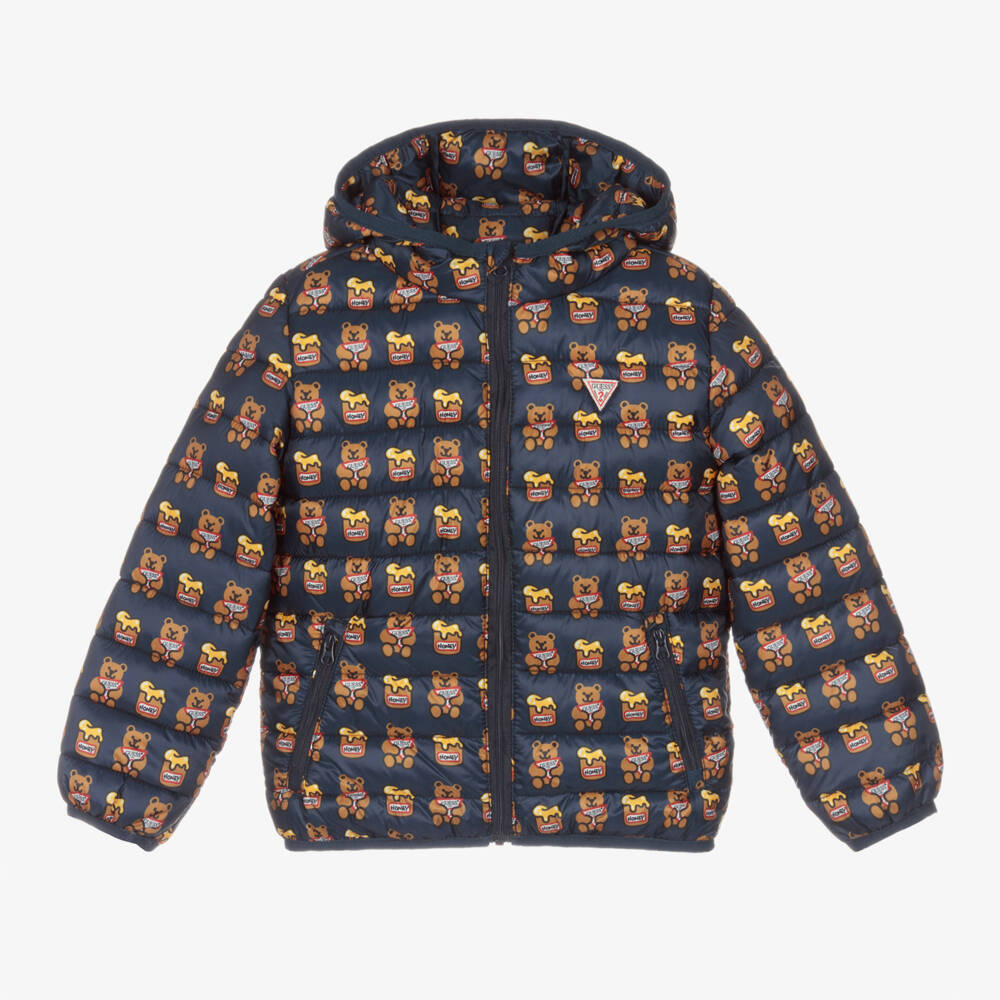 Guess-Navy Blue Teddy Bear Puffer Jacket | Childrensalon Outlet