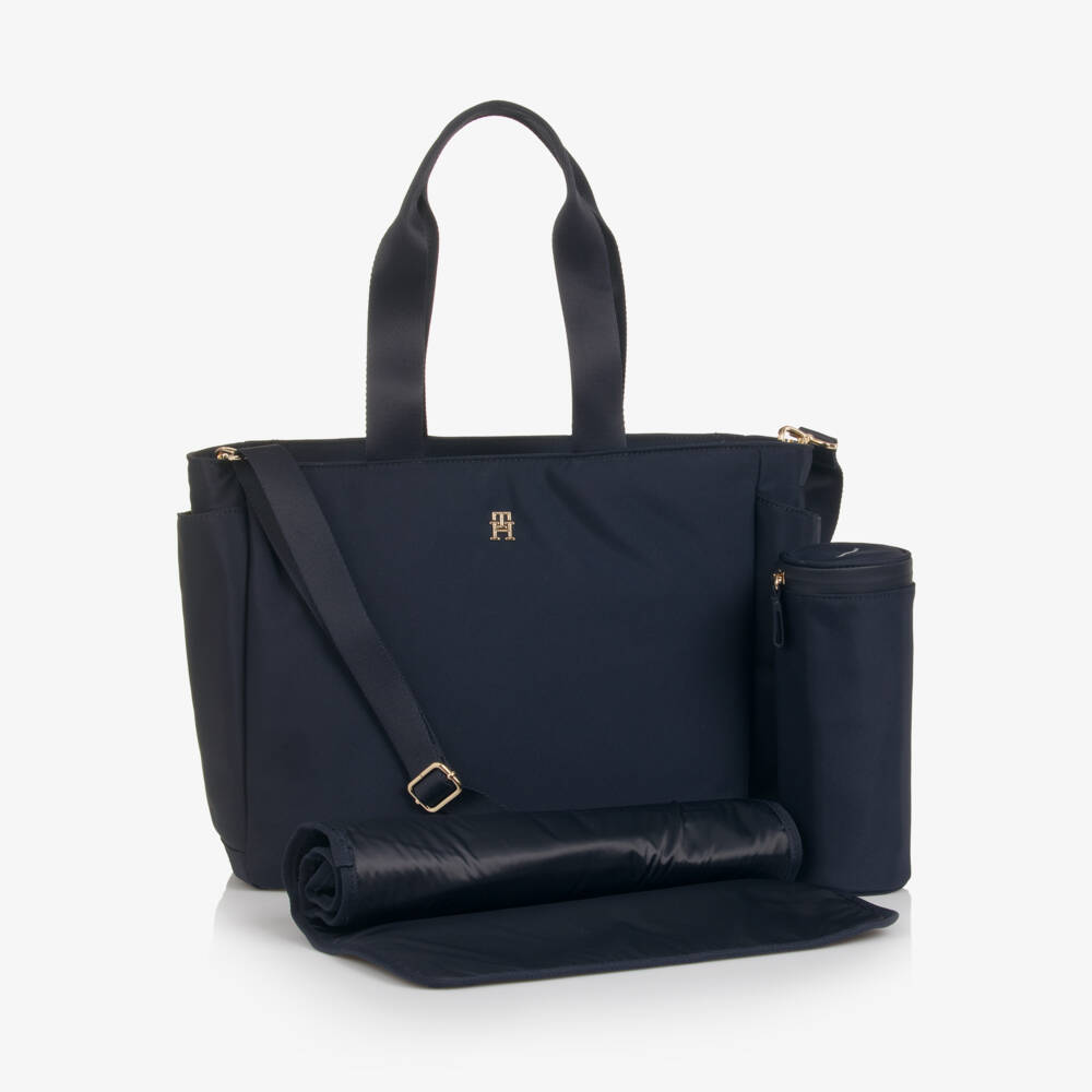 Tommy Hilfiger-Navy Blue Tote Changing Bag with TH Monogram (42cm) | Childrensalon Outlet