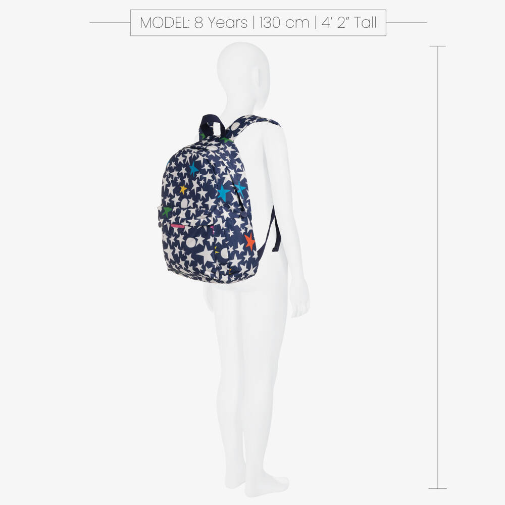 Stella McCartney Kids-Navy Blue & White Star Backpack (42cm) | Childrensalon Outlet