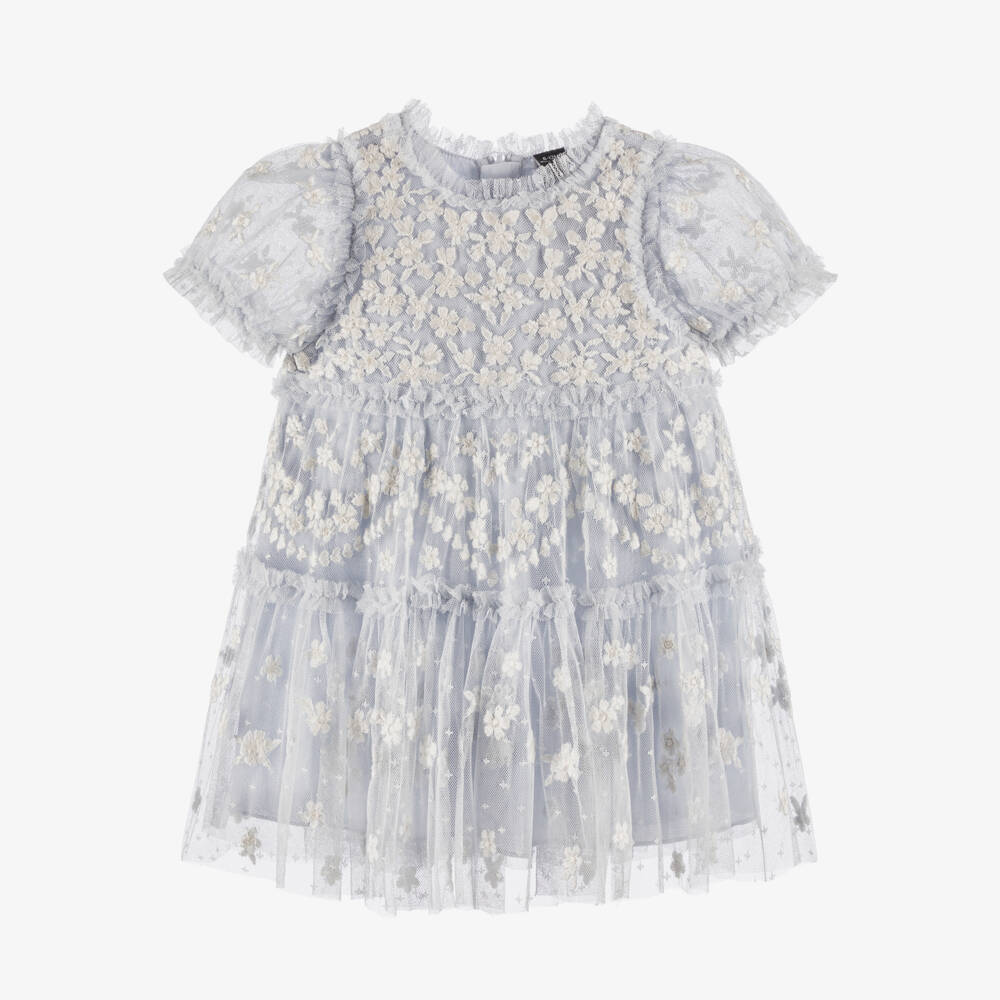 Needle & Thread-Baby Girls Pale Blue Garland Ribbon Dress | Childrensalon Outlet