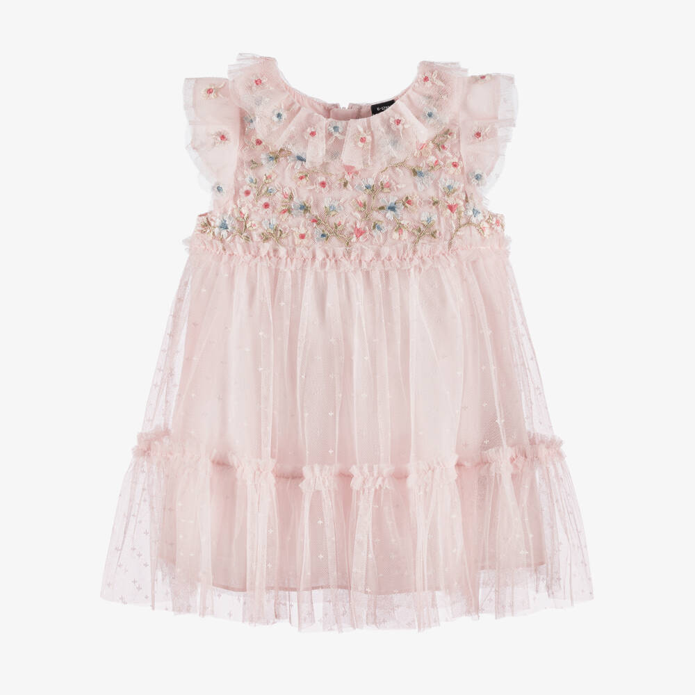Needle & Thread-Baby Girls Pale Pink Embroidered Antoinettes Floral Dress | Childrensalon Outlet