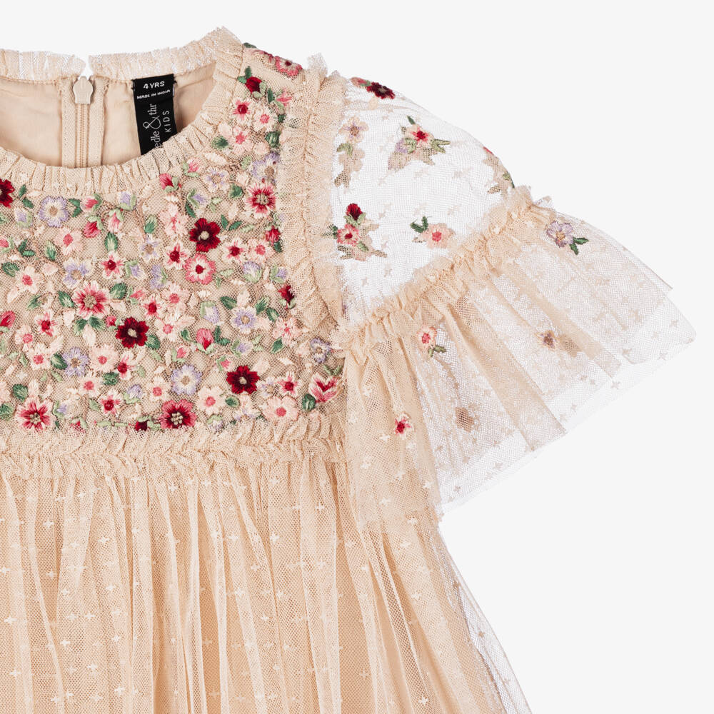 Needle & Thread-Girls Beige Floral Elegance Dress | Childrensalon Outlet