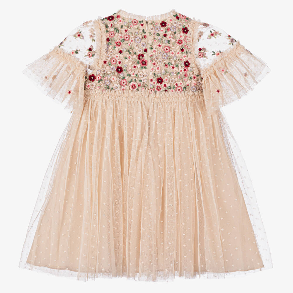 Needle & Thread-Girls Beige Floral Elegance Dress | Childrensalon Outlet