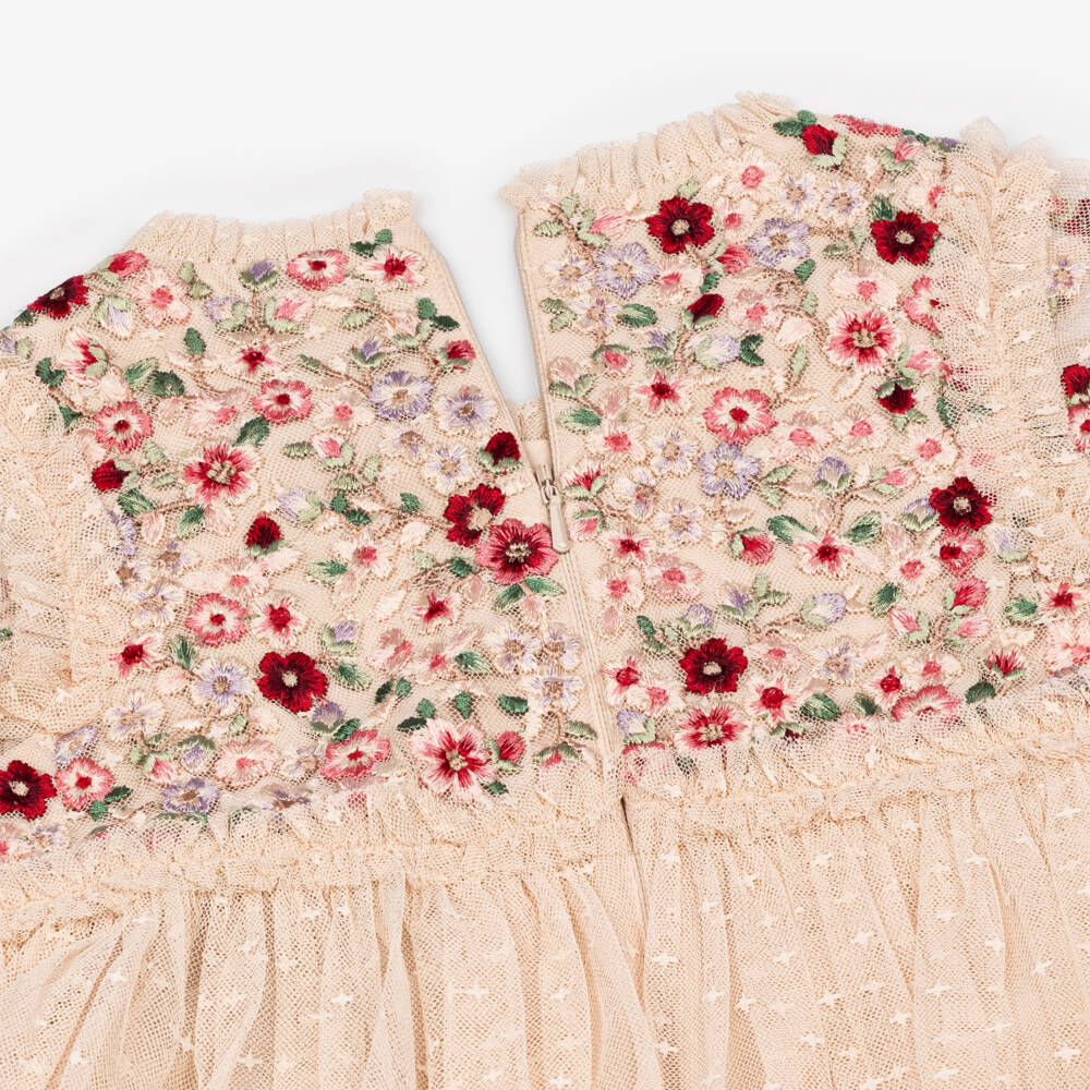 Needle & Thread-Girls Beige Floral Elegance Dress | Childrensalon Outlet
