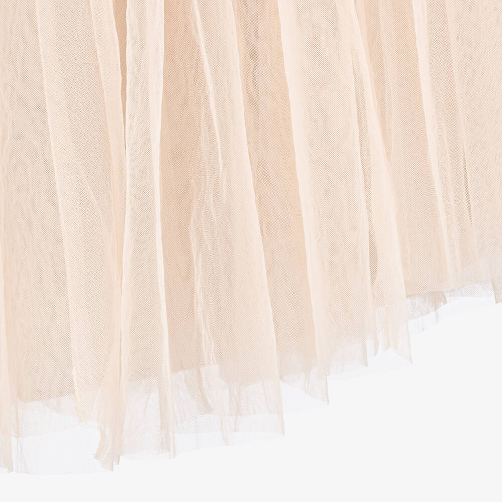 Needle & Thread-Girls Beige Tulle Dress with Sequin Bodice & Bow Trim | Childrensalon Outlet
