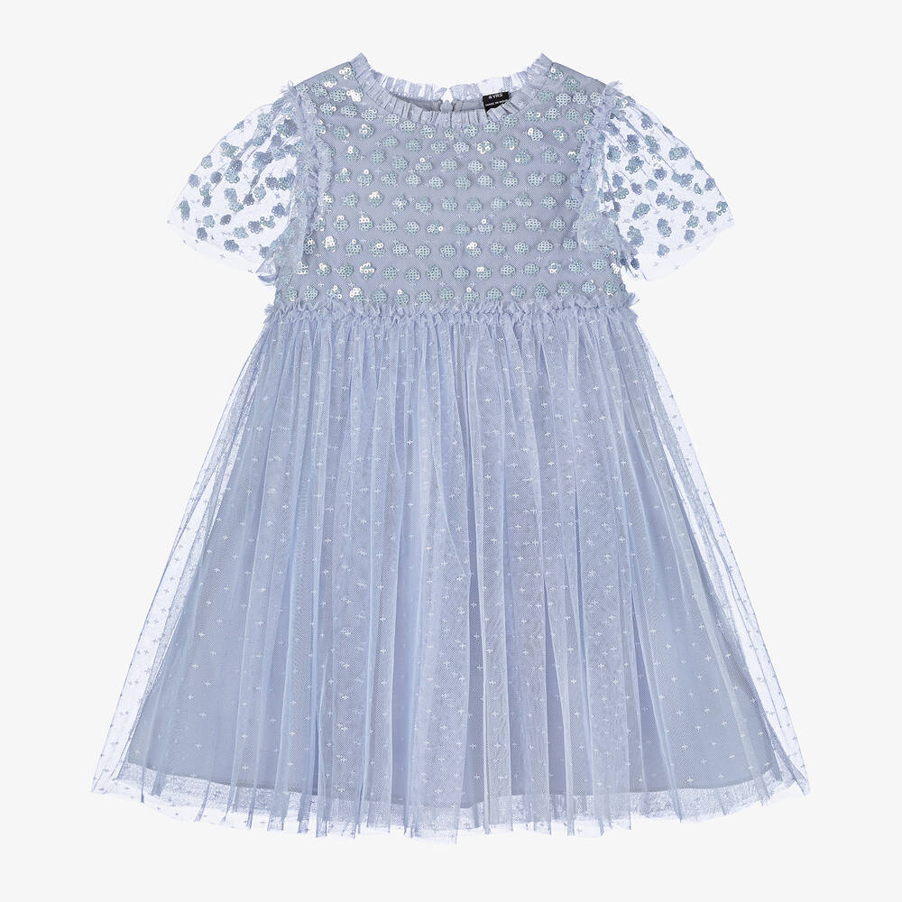 Needle & Thread-Girls Blue Sequin Tulle Dress | Childrensalon Outlet