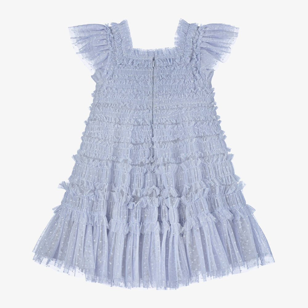 Needle & Thread-Girls Blue Shirred Tulle Dress | Childrensalon Outlet