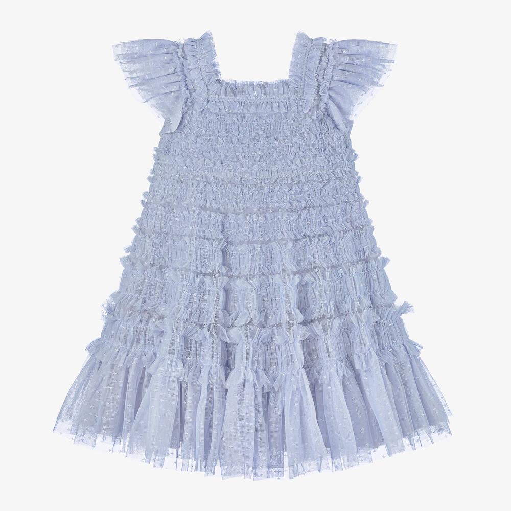 割引 Girls Blue Shirred Tulle Dress | Childrensalon Outlet ジャケット・アウター