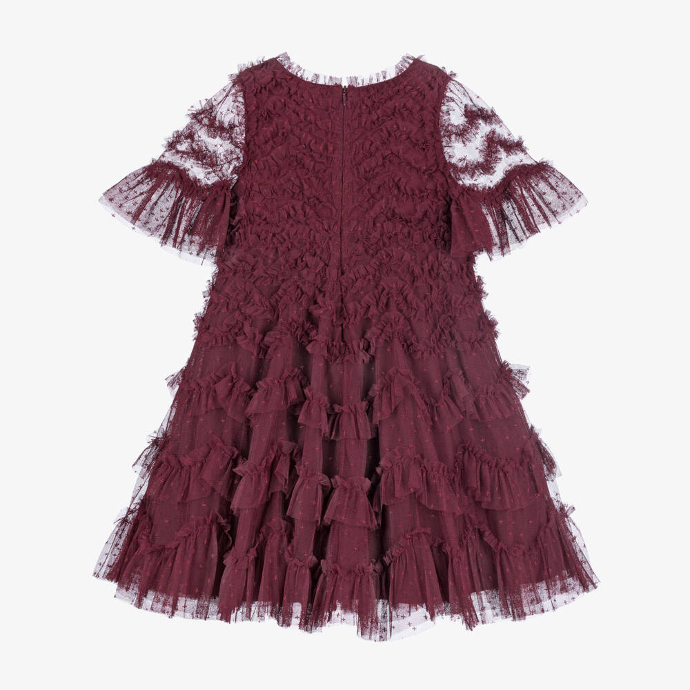 Needle & Thread-Girls Burgundy Ruffle Tulle Dress | Childrensalon Outlet