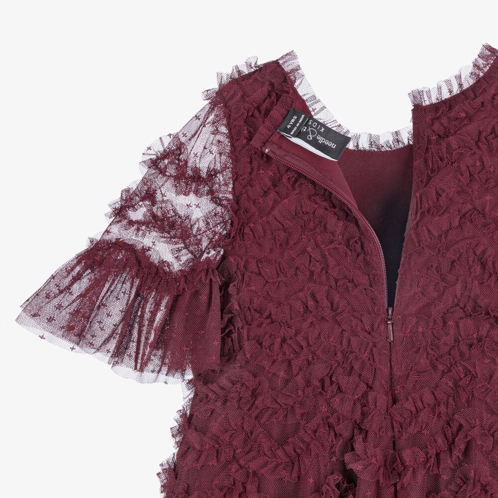 Needle & Thread-Girls Burgundy Ruffle Tulle Dress | Childrensalon Outlet