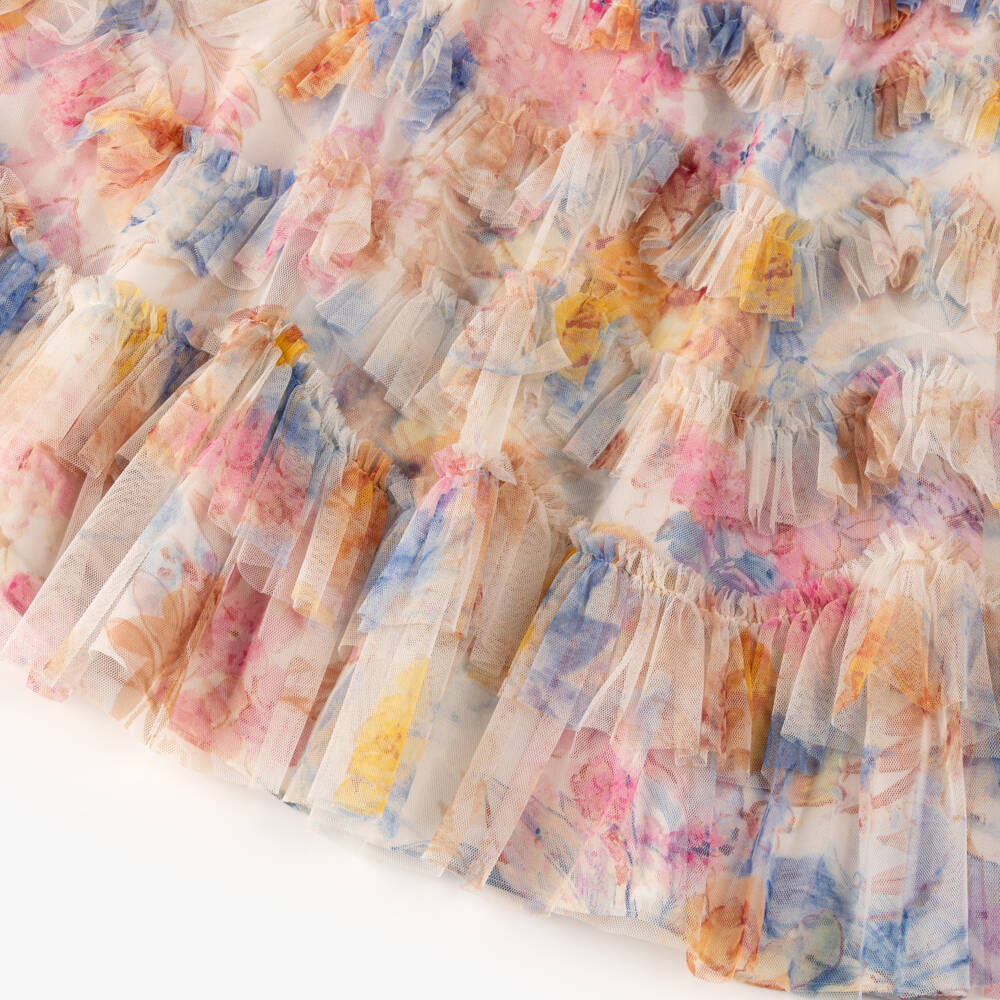 Needle & Thread-Платье из разноцветного тюля с цветочным принтом и оборками для девочек | Childrensalon Outlet