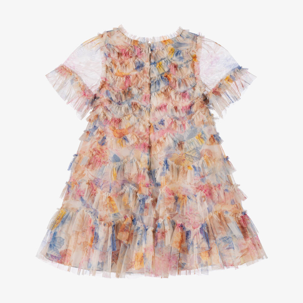 Needle & Thread-Платье из разноцветного тюля с цветочным принтом и оборками для девочек | Childrensalon Outlet