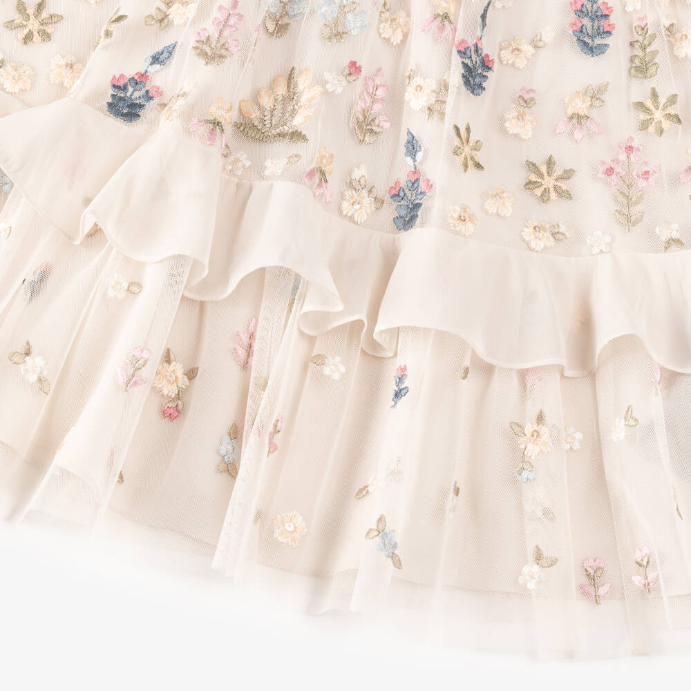 Needle & Thread-Платье кремовое из тюля с цветочным узором для девочек | Childrensalon Outlet