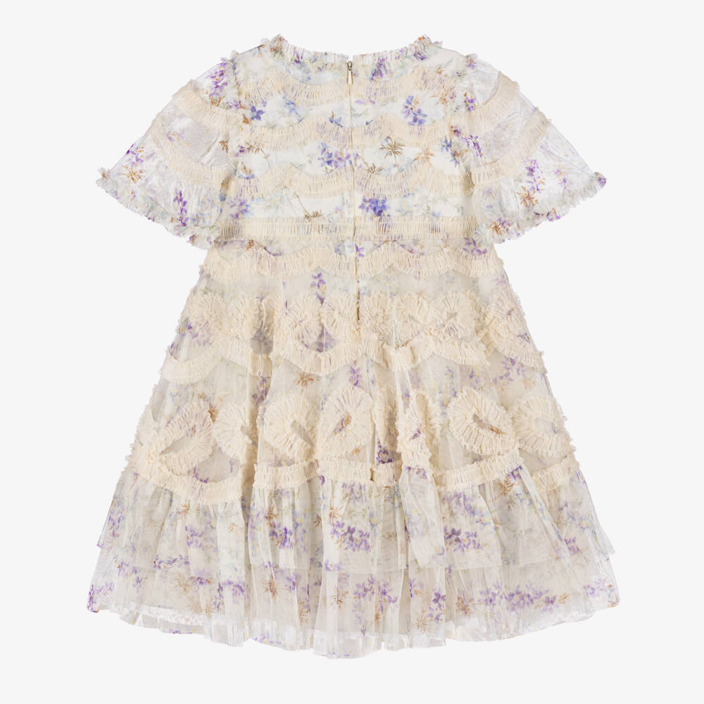 Needle & Thread-Кремовое воздушное платье из тюля с цветочным узором для девочек | Childrensalon Outlet