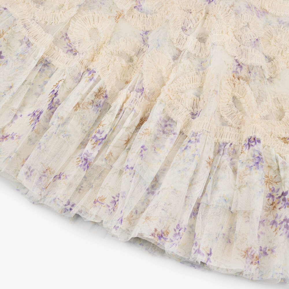 Needle & Thread-Кремовое воздушное платье из тюля с цветочным узором для девочек | Childrensalon Outlet