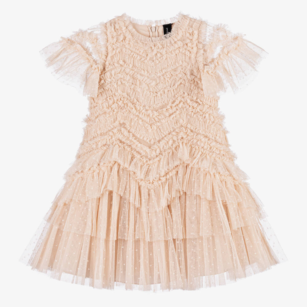 Needle & Thread-Girls Dusty Beige Tulle Gown | Childrensalon Outlet