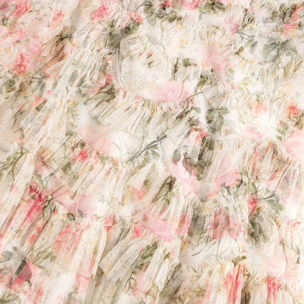 Needle & Thread-Girls Elegant Ivory Floral Tulle Dress | Childrensalon Outlet