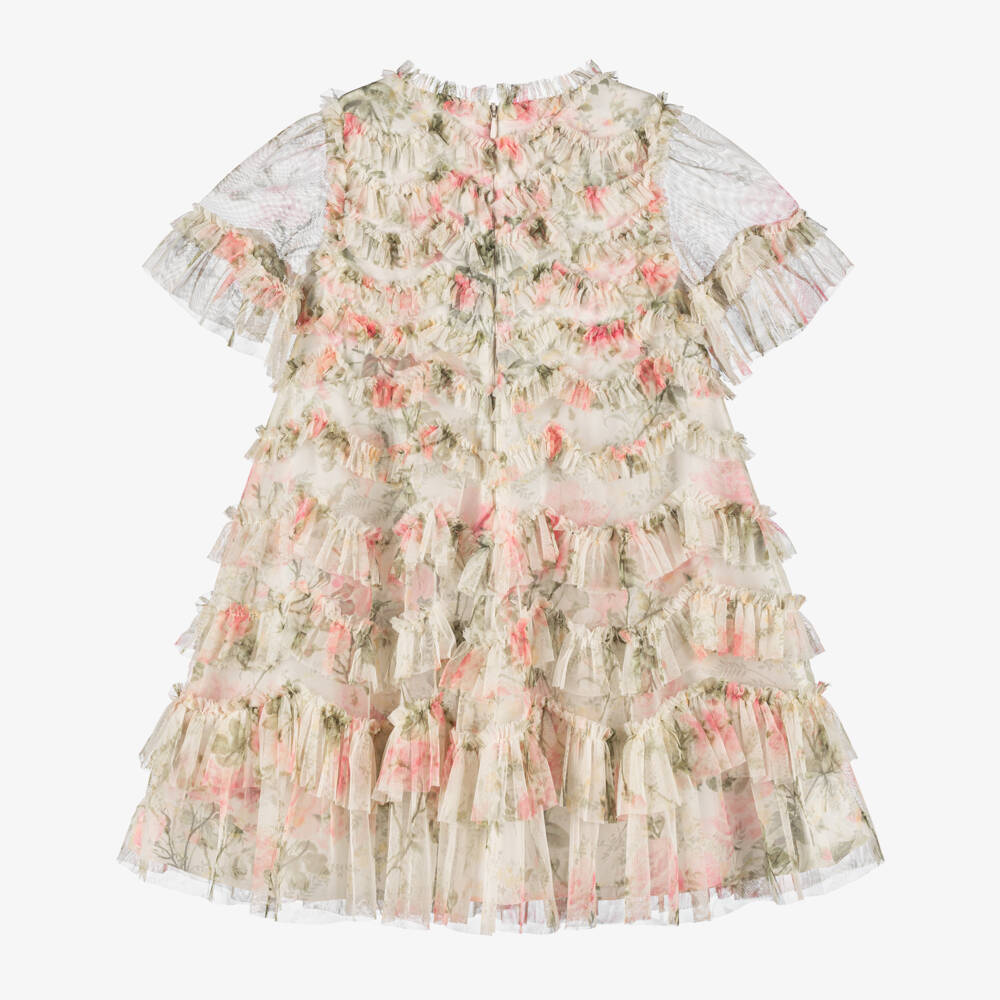 Needle & Thread-Girls Elegant Ivory Floral Tulle Dress | Childrensalon Outlet