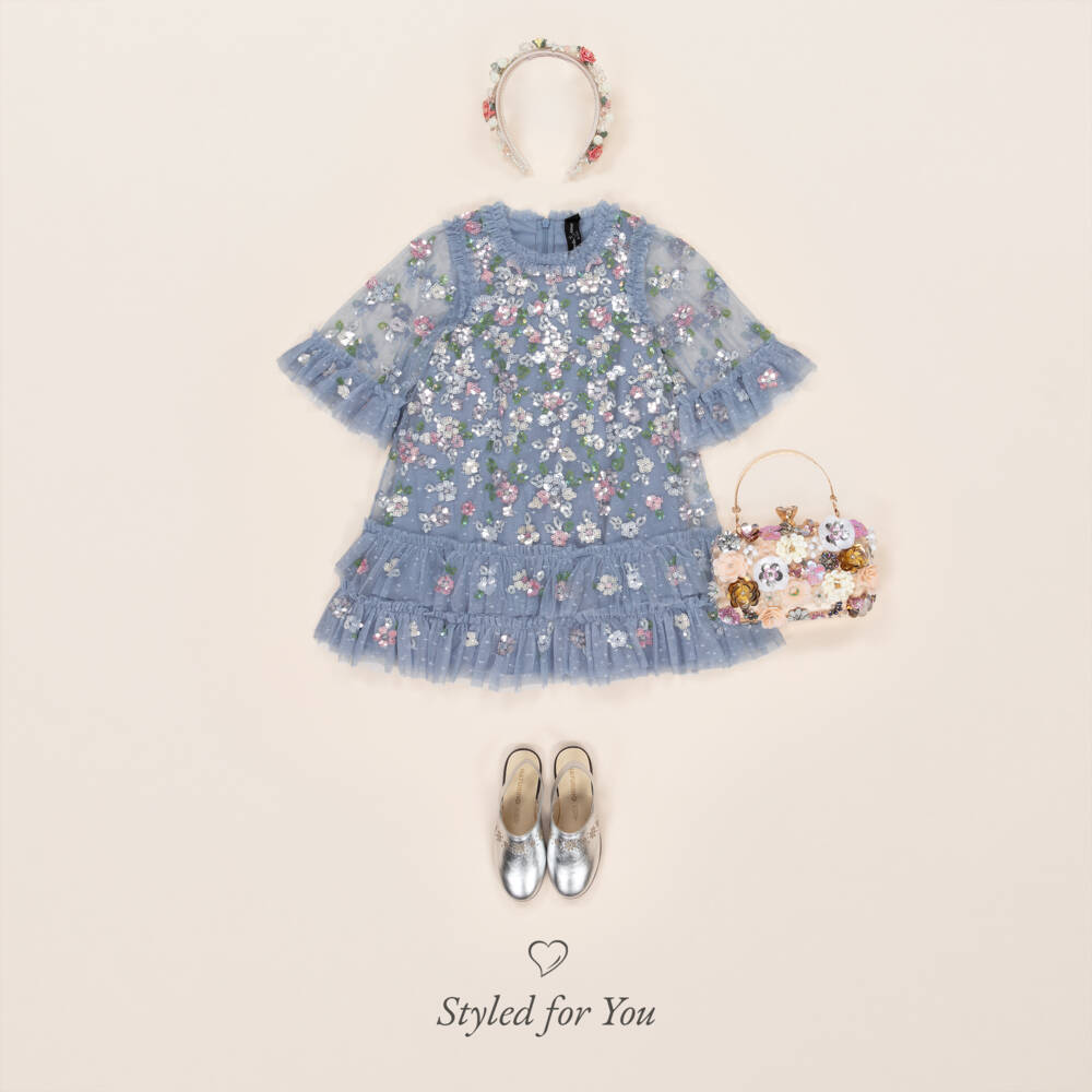 Needle & Thread-Платье из тюля с цветочными пайетками для девочек | Childrensalon Outlet