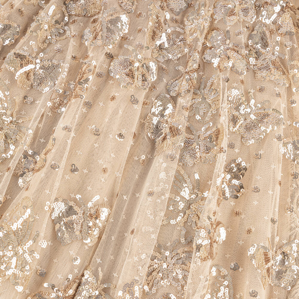 Needle & Thread-Золотое платье с пайетками в виде бабочек для девочек | Childrensalon Outlet