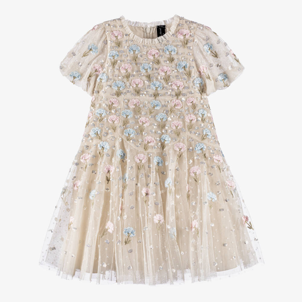 Needle & Thread-Girls Ivory Embroidered Floral & Sequin Tulle Dress | Childrensalon Outlet