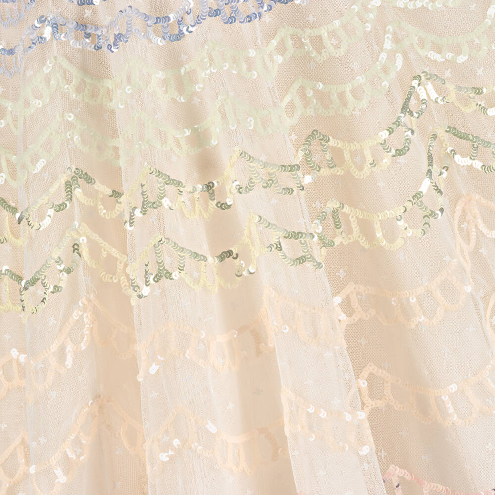 Needle & Thread-Girls Ivory Tulle Dress with Scalloped Sequins | Childrensalon Outlet