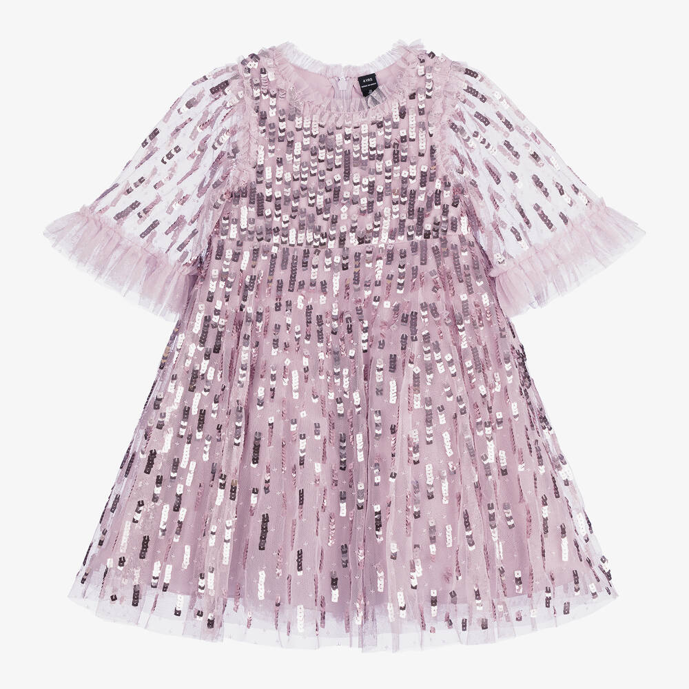 Needle & Thread-Girls Lilac Pink Tulle & Sequin Dress | Childrensalon Outlet