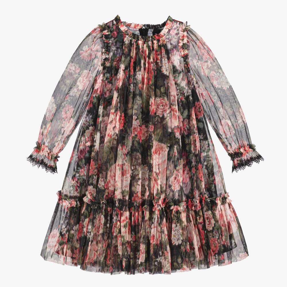 Needle & Thread-Girls Midnight Tulle Floral Gown | Childrensalon Outlet