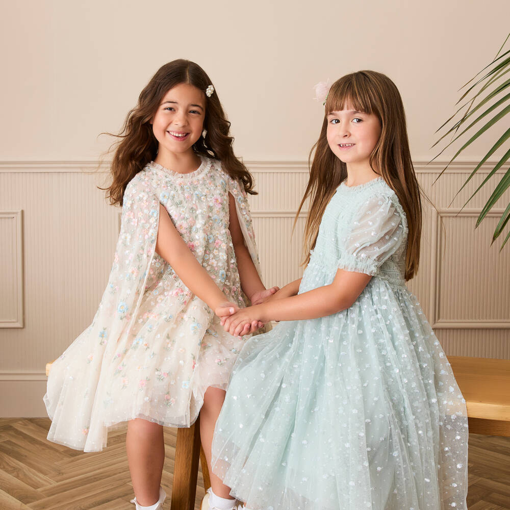 Needle & Thread-Girls Pale Aqua Blue Sequin Embellished Dress | Childrensalon Outlet
