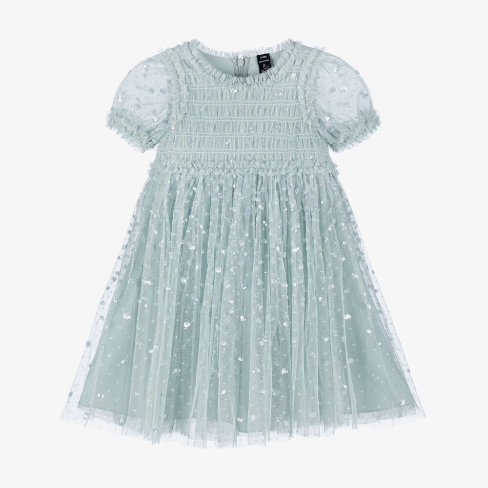 Needle & Thread-Girls Pale Aqua Blue Sequin Embellished Dress | Childrensalon Outlet