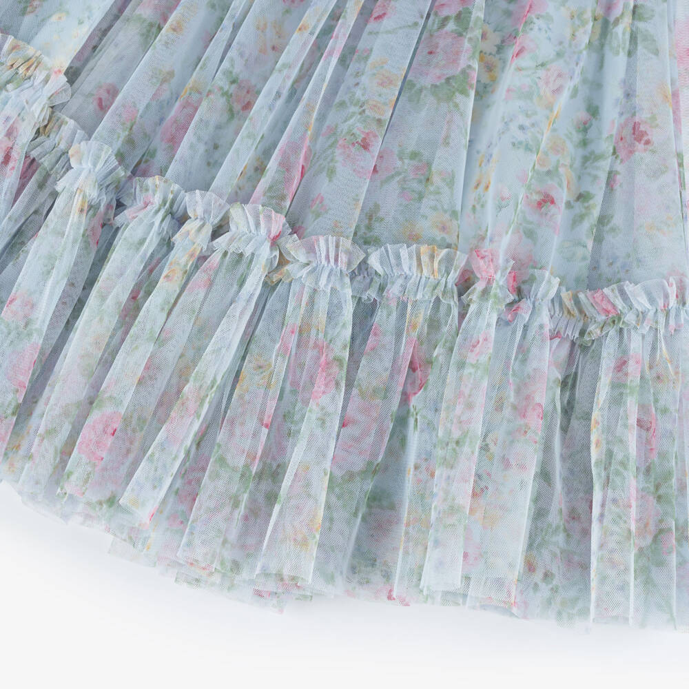 Needle & Thread-Girls Pale Blue Pompadour Garden Floral Print Dress | Childrensalon Outlet