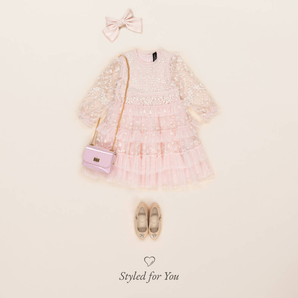 Needle & Thread-Girls Pale Pink Embroidered Blossom Dress | Childrensalon Outlet