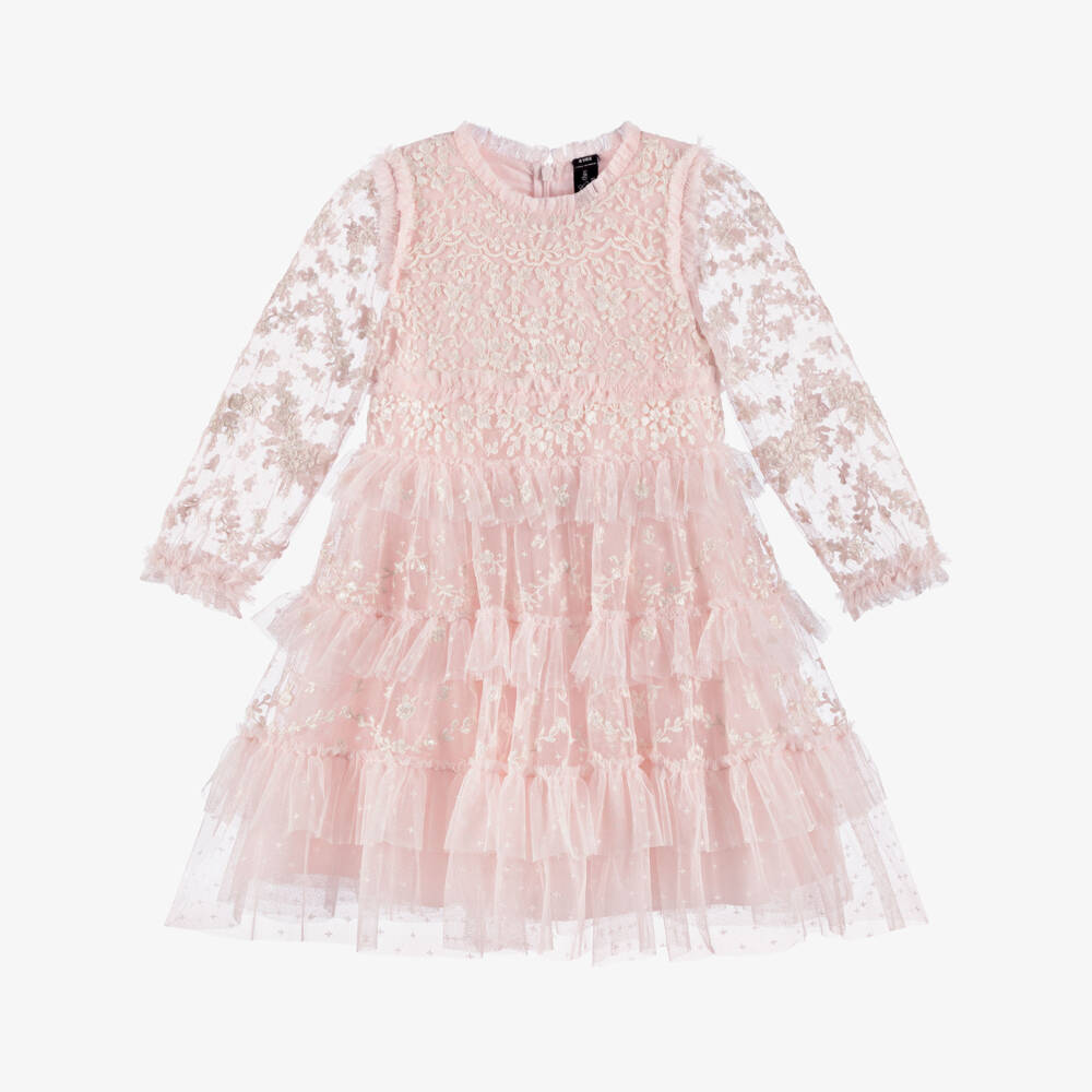Needle & Thread-Girls Pale Pink Embroidered Blossom Dress | Childrensalon Outlet
