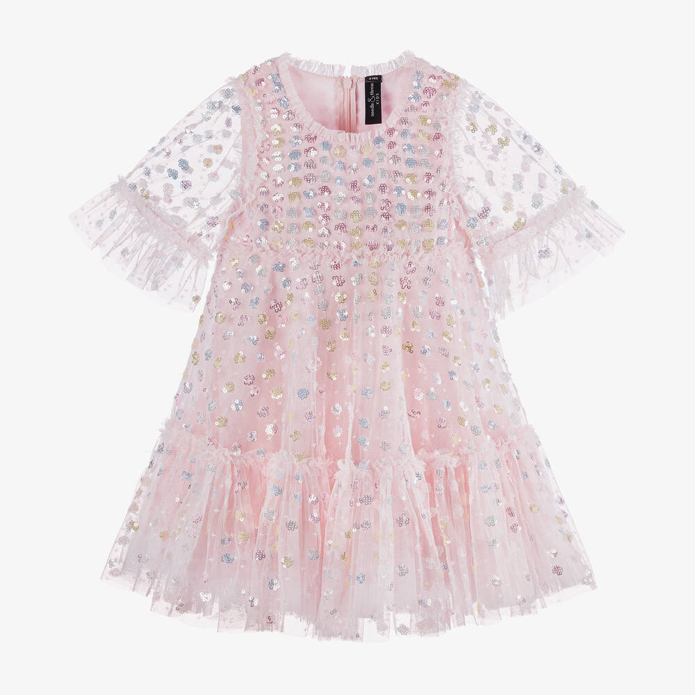 Needle & Thread-Girls Pale Pink Tulle Sequinned Dress | Childrensalon Outlet