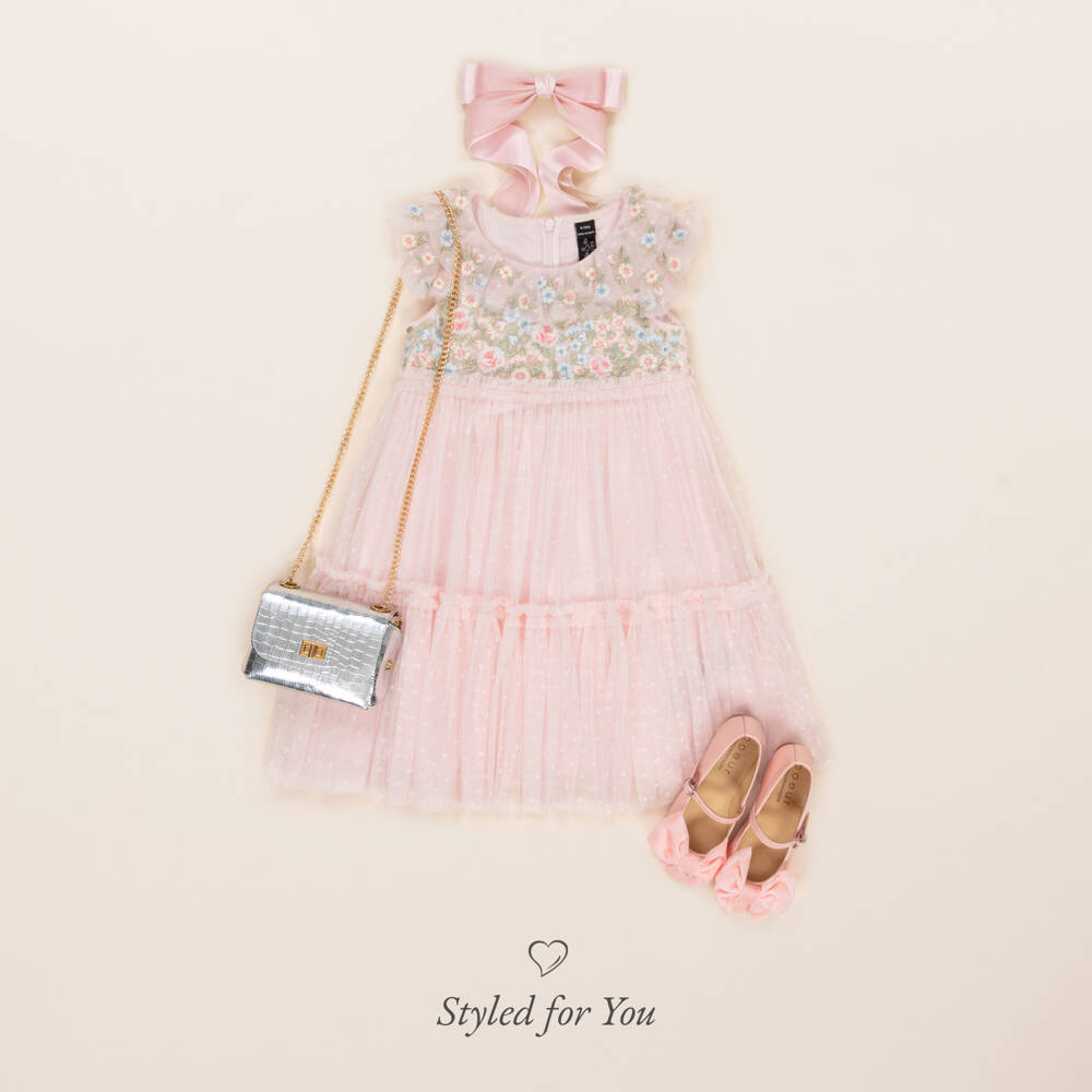 Needle & Thread-Girls Pink Antoinettes Embroidered Floral Bodice Dress | Childrensalon Outlet