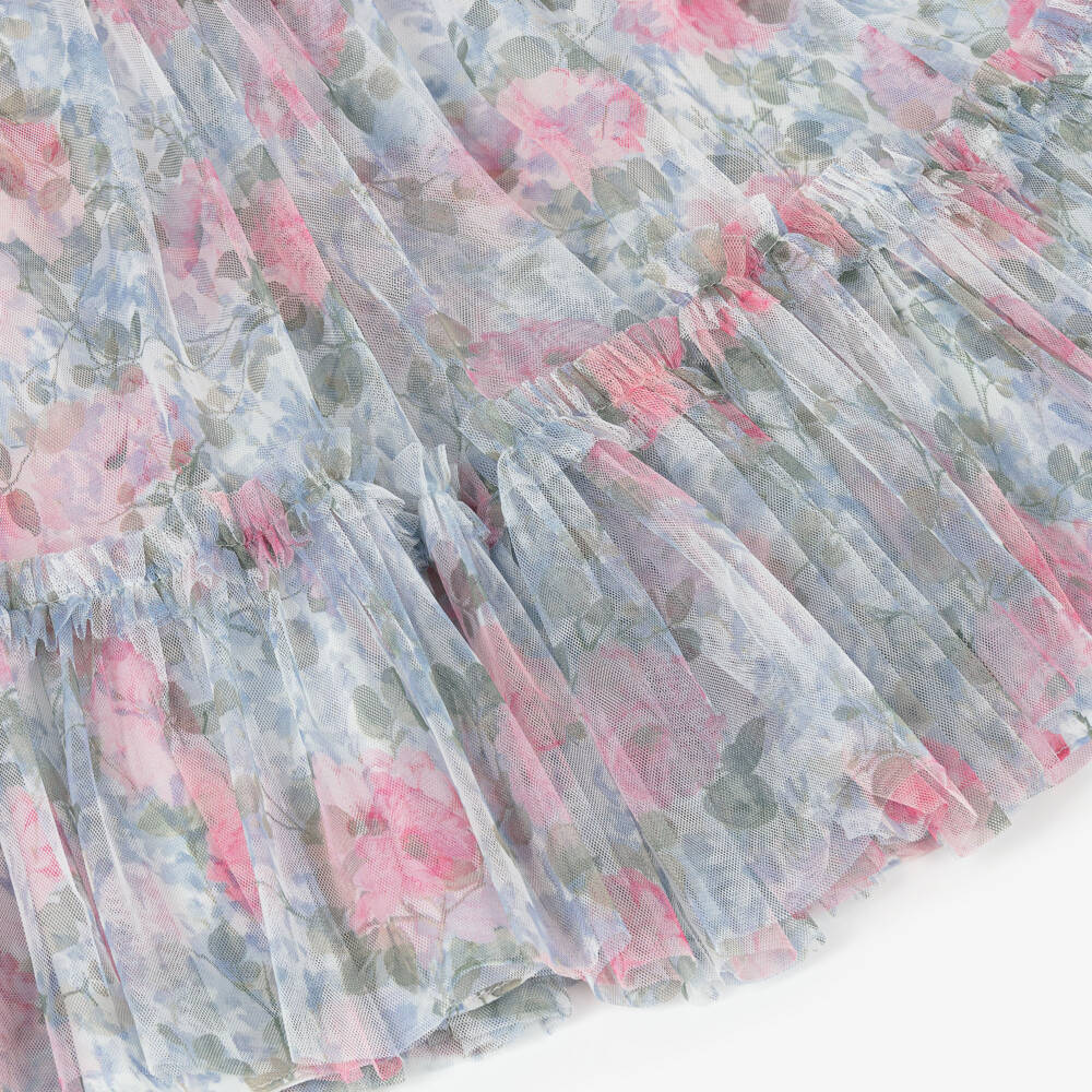 Needle & Thread-Girls Pink & Blue Floral Printed Tulle Dress | Childrensalon Outlet