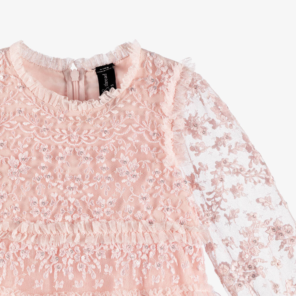 Needle & Thread-Girls Pink Embroidered Blossom Tulle Dress | Childrensalon Outlet