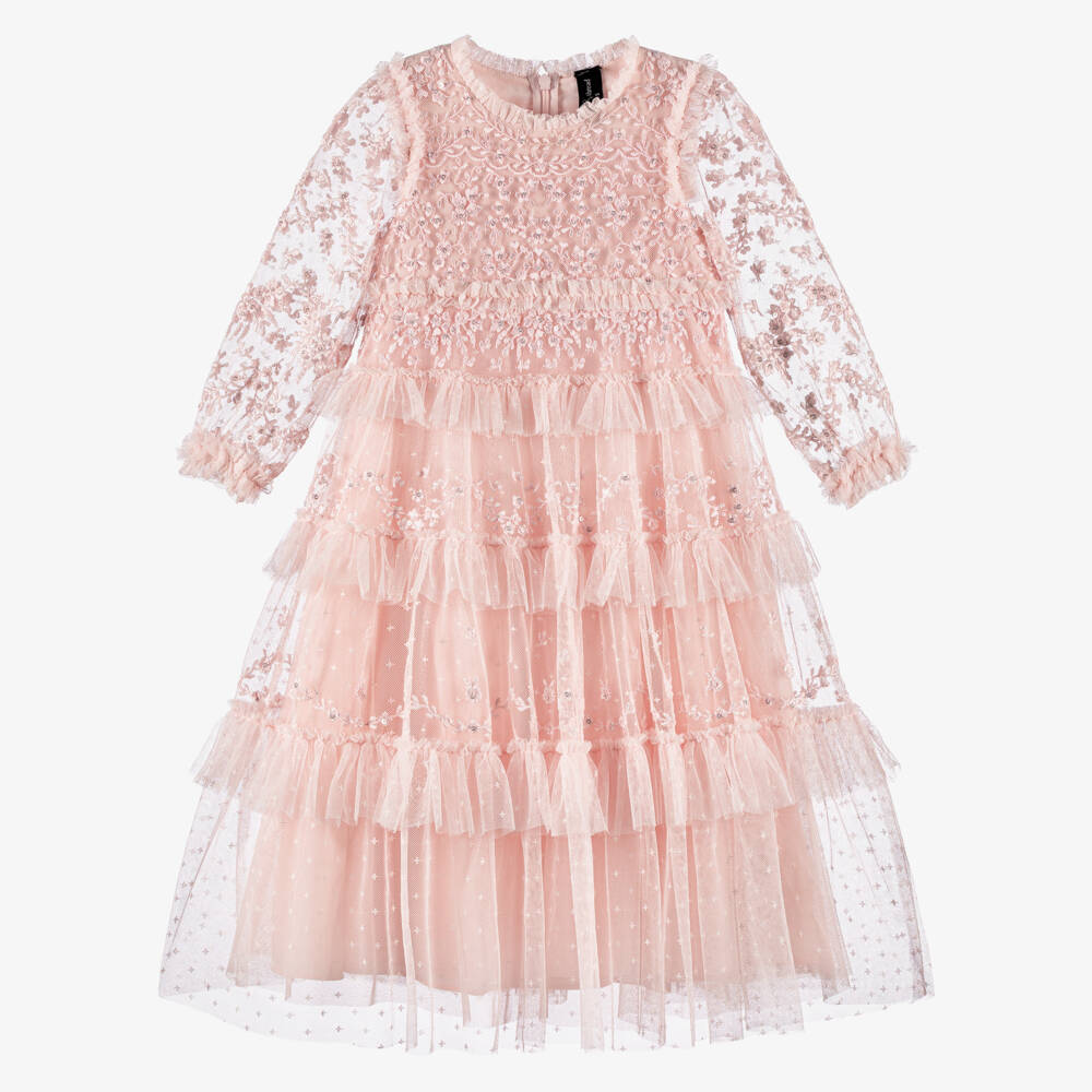 Needle & Thread-Girls Pink Embroidered Blossom Tulle Dress | Childrensalon Outlet