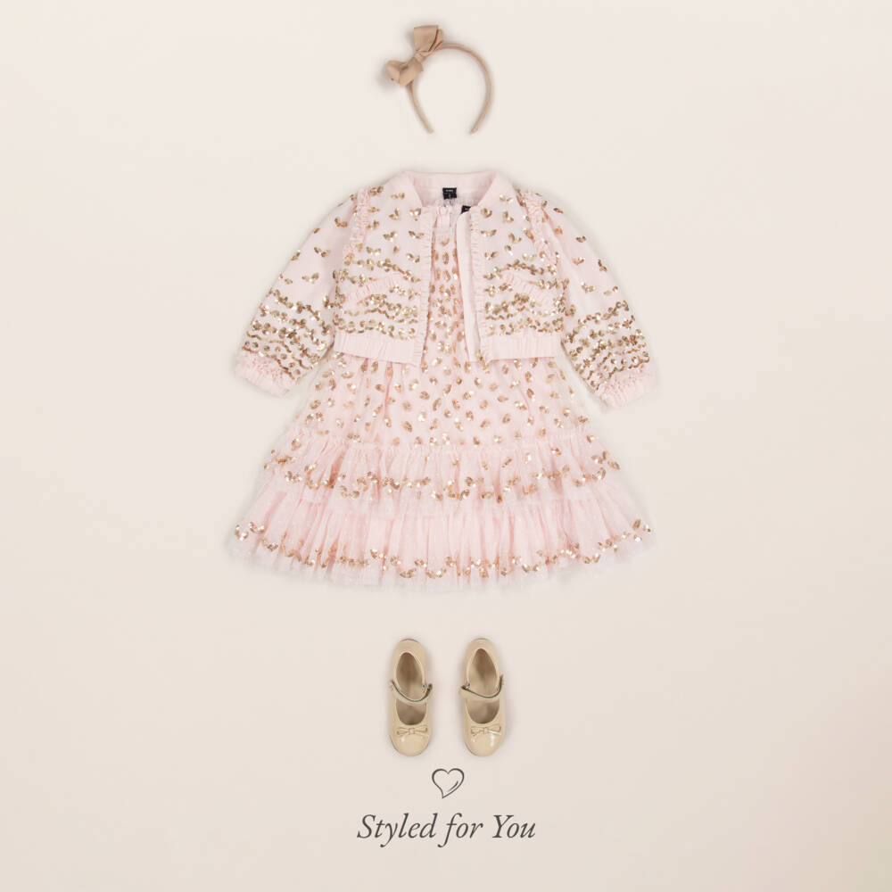 Needle & Thread-Girls Pink Sequin Leaf Bomber Jacket | Childrensalon Outlet