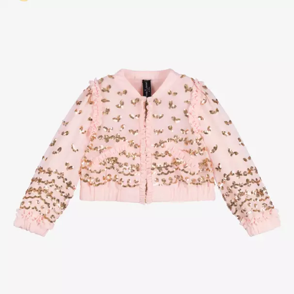 Needle & Thread-Girls Pink Sequin Leaf Bomber Jacket | Childrensalon Outlet