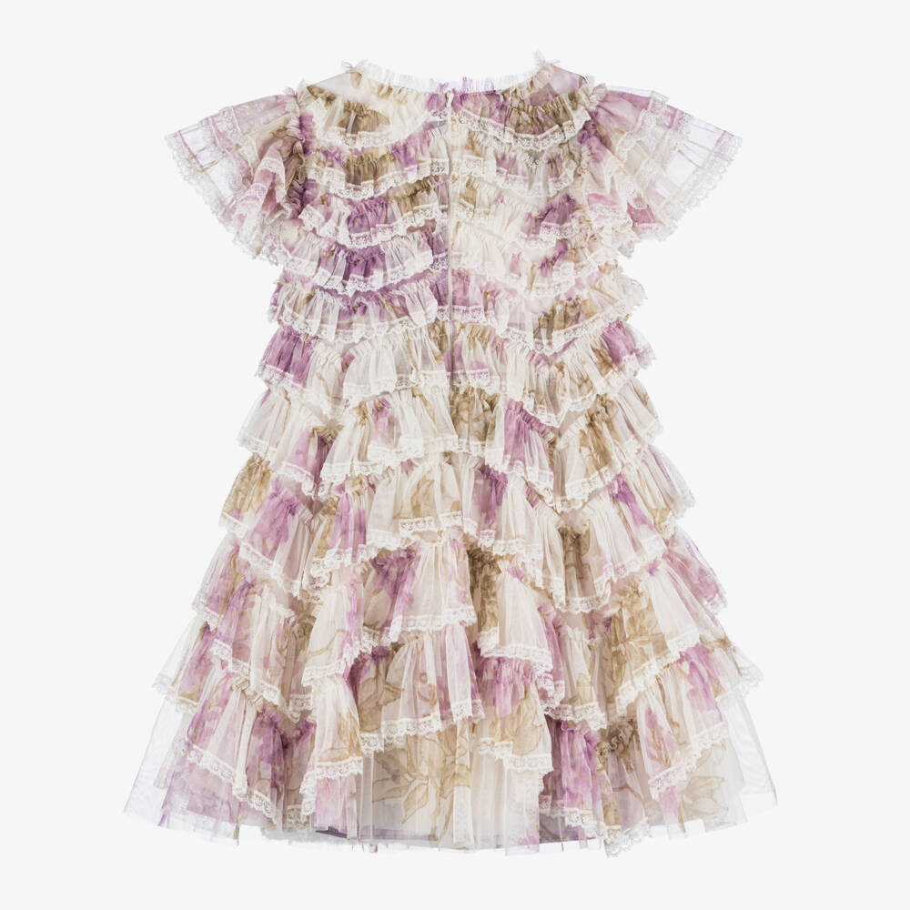 Needle & Thread-Girls Purple & Green Floral Tulle Dress | Childrensalon Outlet