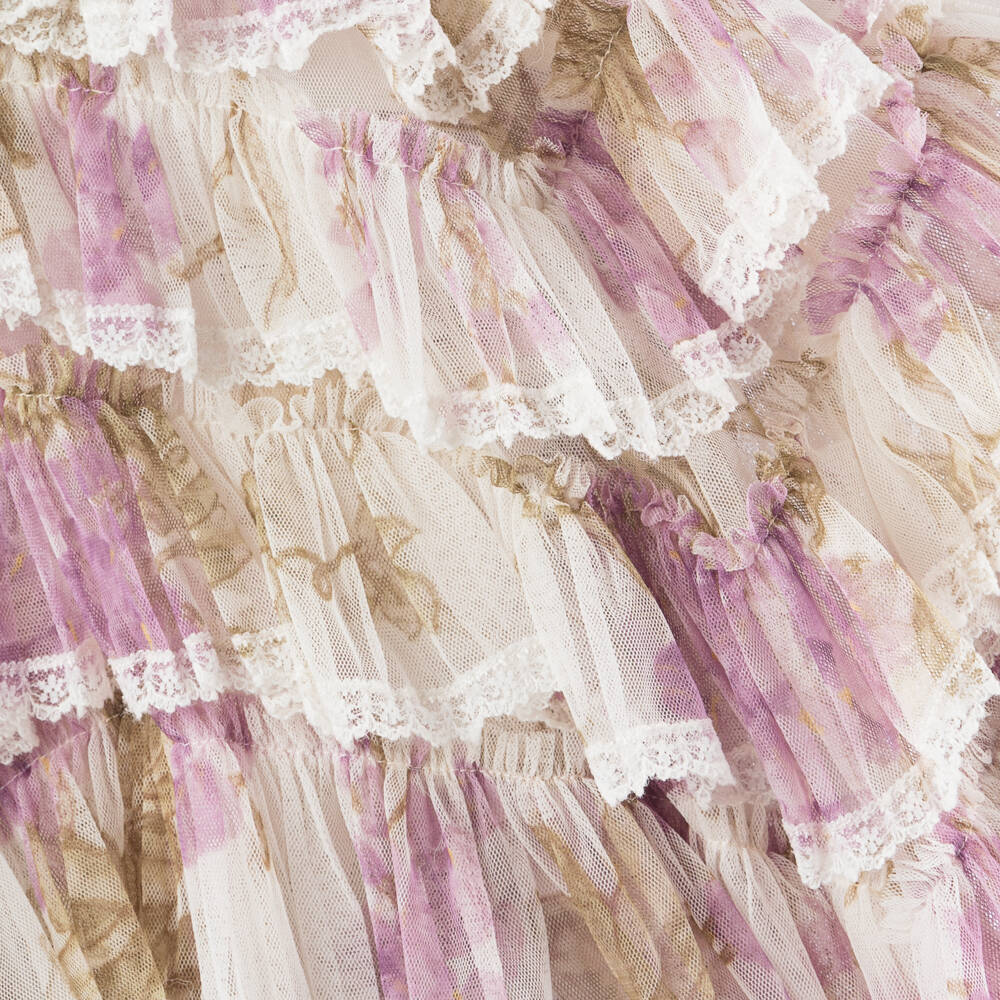 Needle & Thread-Girls Purple & Green Floral Tulle Dress | Childrensalon Outlet