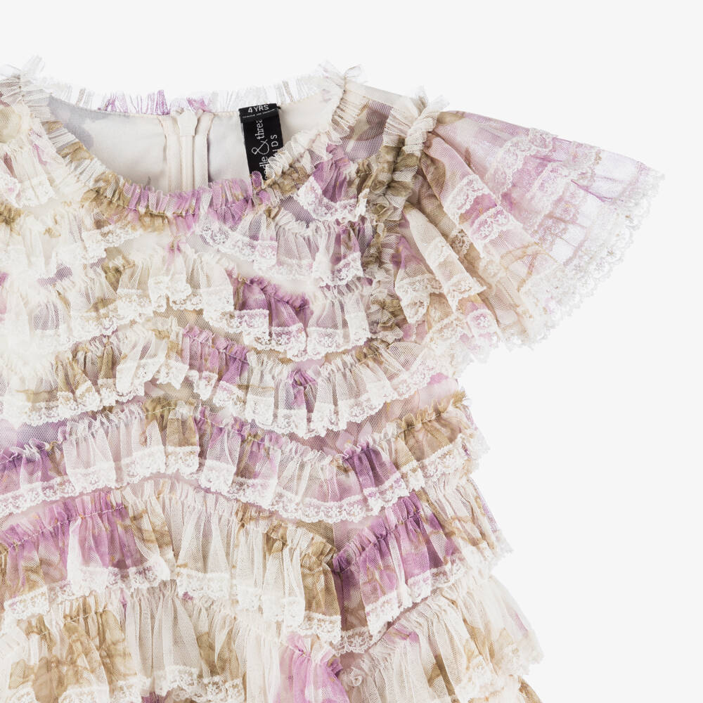 Needle & Thread-Girls Purple & Green Floral Tulle Dress | Childrensalon Outlet