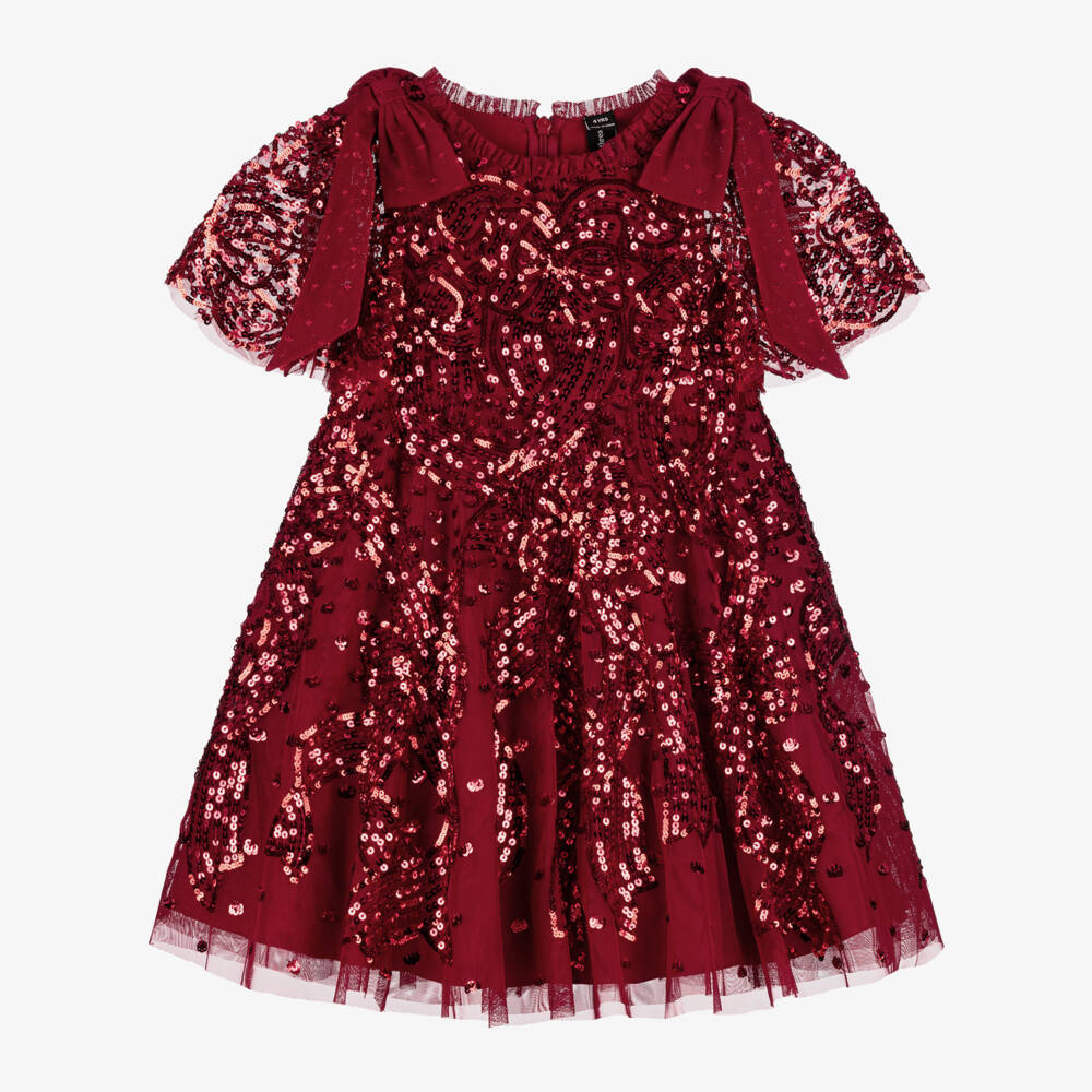 Needle & Thread-Girls Red Sequinned Tulle Dress | Childrensalon Outlet