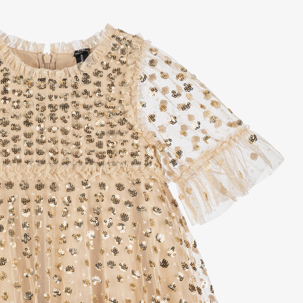 Needle & Thread-Girls Sparkling Gold Tulle Dress | Childrensalon Outlet