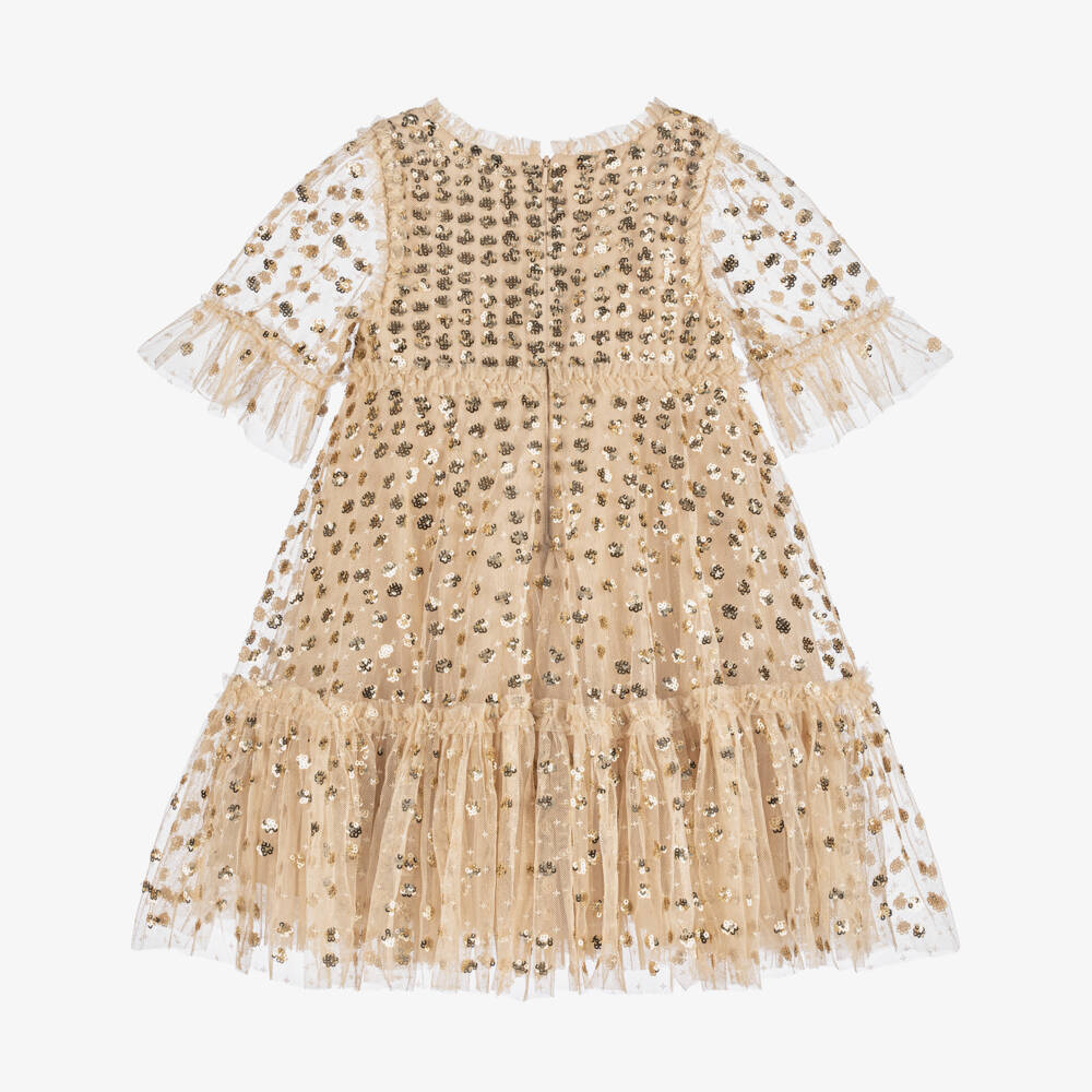 Needle & Thread-Girls Sparkling Gold Tulle Dress | Childrensalon Outlet