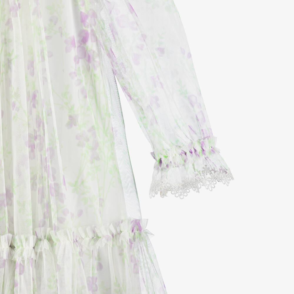 Needle & Thread-Girls White & Lilac Tulle Floral Dress | Childrensalon Outlet