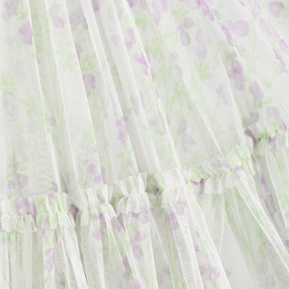 Needle & Thread-Girls White & Lilac Tulle Floral Dress | Childrensalon Outlet